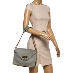 مملوكة مسبقًا حقيبة كتف كلوي سالي جلد رصاصي بقلاب متوسطة 