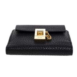 Pre Owned Chloe Black Leather Drew Compact Wallet