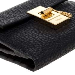 Pre Owned Chloe Black Leather Drew Compact Wallet