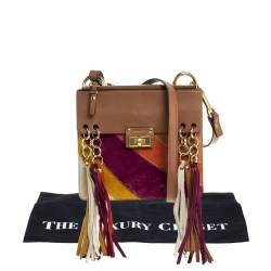 مملوكة مسبقًا حقيبة كتف كلوي جاين جلد وسويدي متعدد الألوان صغيرة بشراشيب