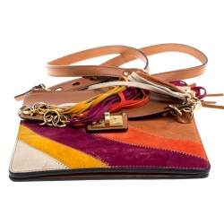 مملوكة مسبقًا حقيبة كتف كلوي جاين جلد وسويدي متعدد الألوان صغيرة بشراشيب