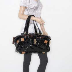 Pre Owned Chloe Black Patent Leather 'Audra' Tote