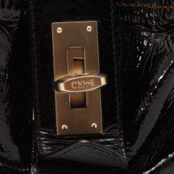 Pre Owned Chloe Black Patent Leather 'Audra' Tote