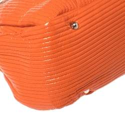 Pre Owned Chloe Orange Quilted Patent Leather Large Heloise Satchel