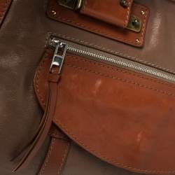 Chloe Brown/Tan Leather Zip Satchel