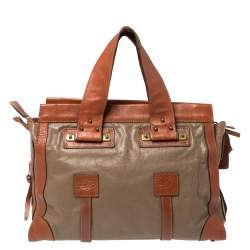 Chloe Brown/Tan Leather Zip Satchel