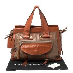 Chloe Brown/Tan Leather Zip Satchel