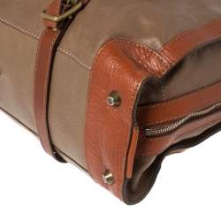 Chloe Brown/Tan Leather Zip Satchel