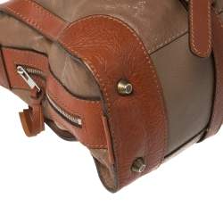 Chloe Brown/Tan Leather Zip Satchel