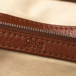 Chloe Brown/Tan Leather Zip Satchel