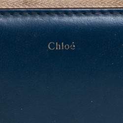 Pre Owned Chloe Blue Python and Leather Baylee Zip Around Continental Wallet
