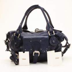 Pre Owned Chloe Navy Blue Large Paddington Tote