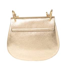 Chloe Metallic Gold Leather Medium Drew Shoulder Bag