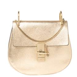 Chloe Metallic Gold Leather Medium Drew Shoulder Bag