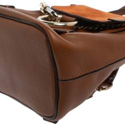 Pre Owned Chloe Brown/Orange Leather and Suede Mini Faye Backpack