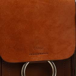 Pre Owned Chloe Brown/Orange Leather and Suede Mini Faye Backpack