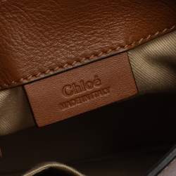 Pre Owned Chloe Brown/Orange Leather and Suede Mini Faye Backpack