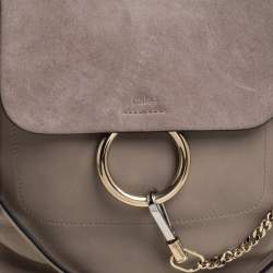 Chloe Grey Leather and Suede Medium Faye Backpack
