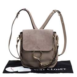 Chloe Grey Leather and Suede Medium Faye Backpack