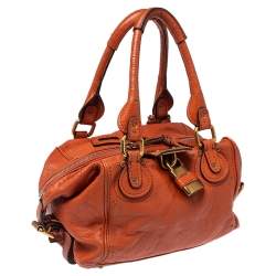 Pre Owned Chloe Burnt Orange Leather Paddington Satchel