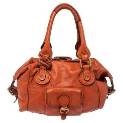 Pre Owned Chloe Burnt Orange Leather Paddington Satchel