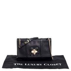 مملوكة مسبقًا Chloe Black Crystal Embellished Leather Flap Shoulder Bag