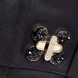 مملوكة مسبقًا Chloe Black Crystal Embellished Leather Flap Shoulder Bag
