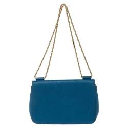 مملوكة مسبقًا Chloe Blue Leather Medium Crystal Embellished Elsie Shoulder Bag