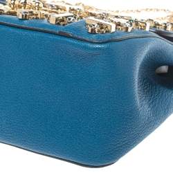 مملوكة مسبقًا Chloe Blue Leather Medium Crystal Embellished Elsie Shoulder Bag