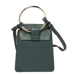 Pre Owned Chloe Sage Green Leather and Suede Mini Faye Crossbody Bag