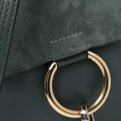 Pre Owned Chloe Sage Green Leather and Suede Mini Faye Crossbody Bag