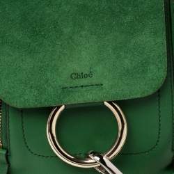 Pre Owned Chloe Green Leather and Suede Mini Faye Daye Backpack