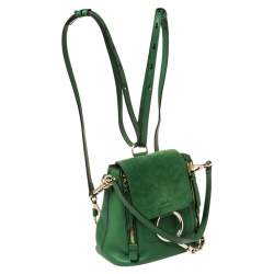 Pre Owned Chloe Green Leather and Suede Mini Faye Daye Backpack