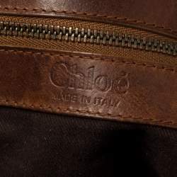 Pre Owned Chloe Brown/Bronze Python and Leather Silverado Satchel