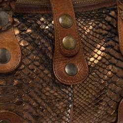 Pre Owned Chloe Brown/Bronze Python and Leather Silverado Satchel