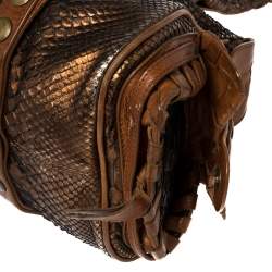 Pre Owned Chloe Brown/Bronze Python and Leather Silverado Satchel