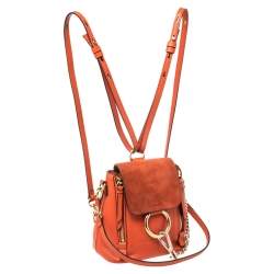 Pre Owned Chloe Orange Leather and Suede Mini Faye Daye Backpack