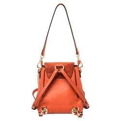 Pre Owned Chloe Orange Leather and Suede Mini Faye Daye Backpack