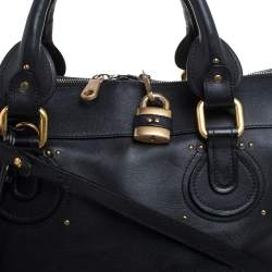 Pre Owned Chloe Black Leather Aurore Pure Paddington Tote 