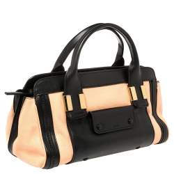 Pre Owned Chloe Beige/Black Leather Alice Satchel Bag