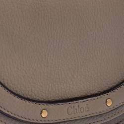 Pre Owned Chloe Taupe Leather Small Nile Bracelet Minaudiere Crossbody Bag 