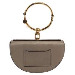 Pre Owned Chloe Taupe Leather Small Nile Bracelet Minaudiere Crossbody Bag 
