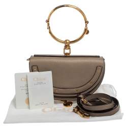 Pre Owned Chloe Taupe Leather Small Nile Bracelet Minaudiere Crossbody Bag 