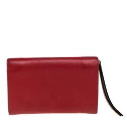 Pre Owned Chloé Red Leather Fold Over Flap Wallet