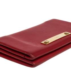 Pre Owned Chloé Red Leather Fold Over Flap Wallet