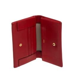 Pre Owned Chloé Red Leather Fold Over Flap Wallet