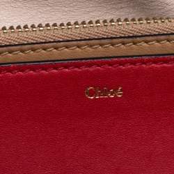 Pre Owned Chloé Red Leather Fold Over Flap Wallet