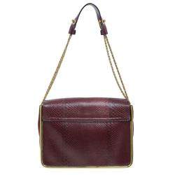 Pre Owned Chloe Burgundy Python Medium Sally Shoulder Bag
