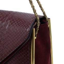 Pre Owned Chloe Burgundy Python Medium Sally Shoulder Bag