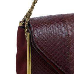 Pre Owned Chloe Burgundy Python Medium Sally Shoulder Bag